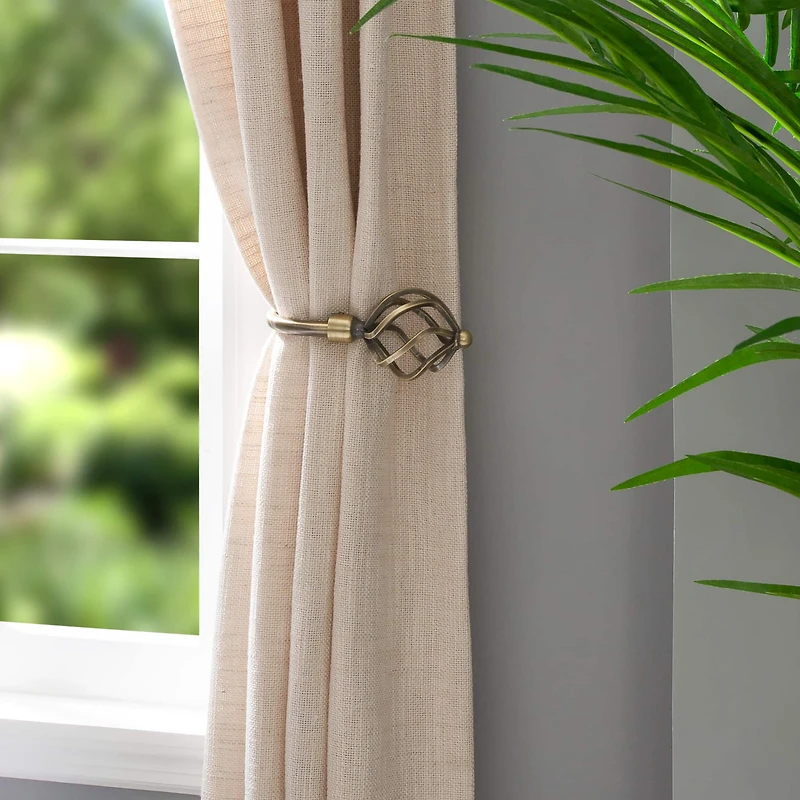 Home Details Antique Brass Royal Twist Curtain Holdback Set
