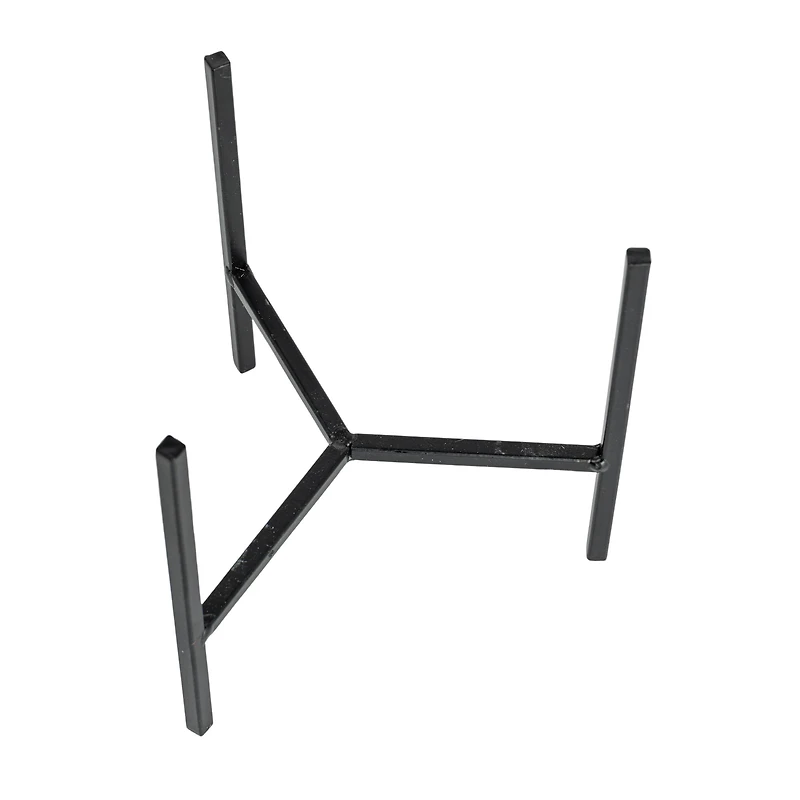 Hello Honey® 8" White Stoneware Flower Pot with Black Metal Stand