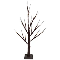 24" Pre-Lit Brown Birch Twig Artificial Tree, Warm White LED Lights