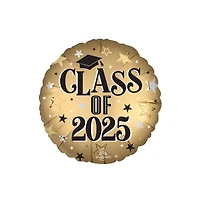 18" Gold Class of 2025 Satin XL® Round Foil Balloon