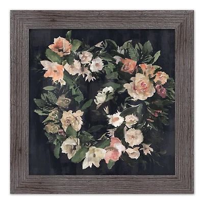 Navy Floral 16" x 16" Western Gray Framed Print
