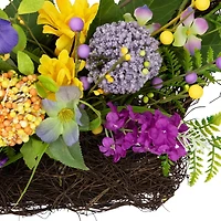 16" Mixed Wild Flower & Foliage Hanging Spring Wall Basket