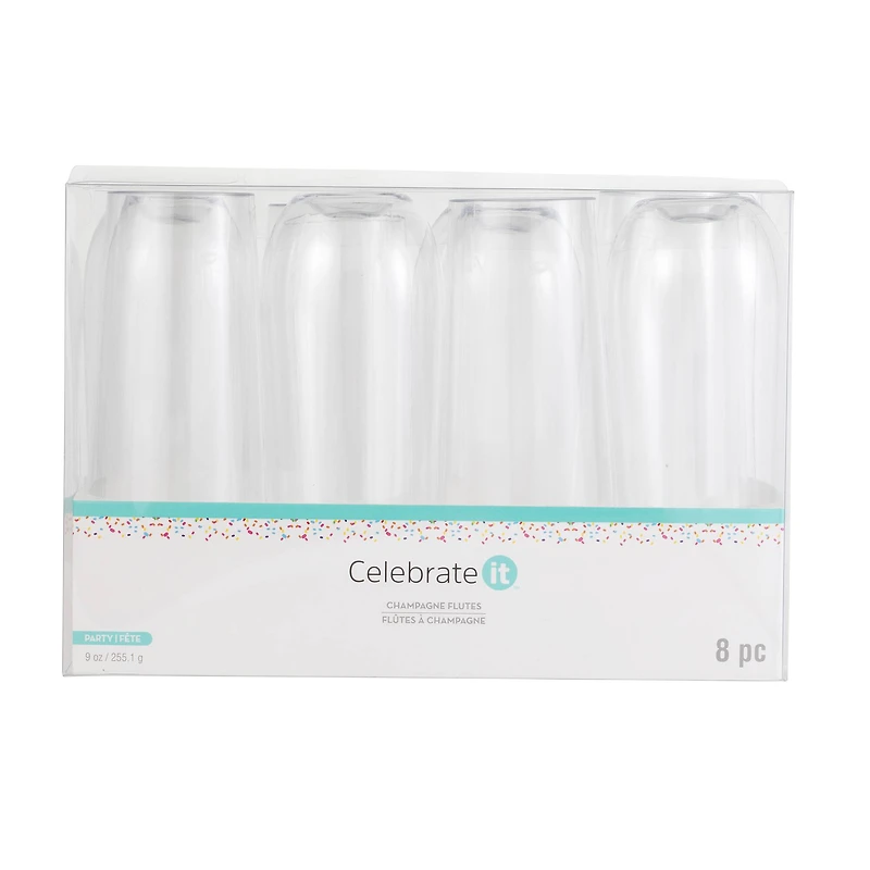 9oz. Clear Plastic Stemless Champagne Flutes by Celebrate It™, 8ct.