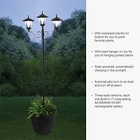 Glitzhome® 6ft. Solar Three Head Street Light with Planter Pot