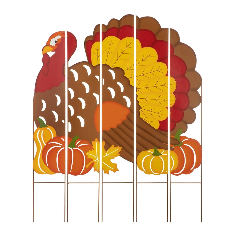 Glitzhome® 41.5" Thanksgiving Metal Turkey Combo Yard Stake