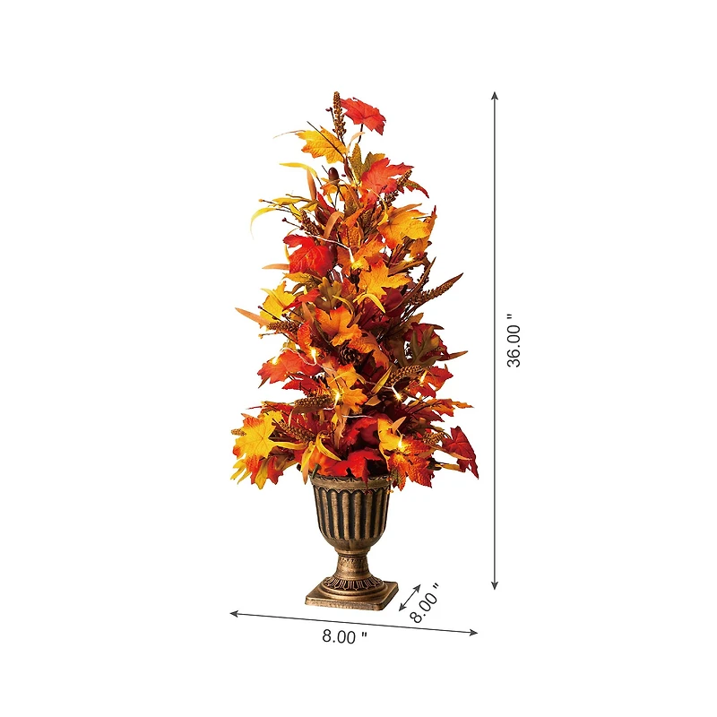Glitzhome® 3ft. Fall Lighted Maple Leaves Tree in Urn