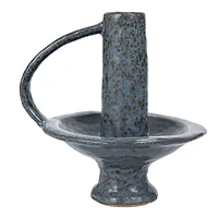 Hello Honey® 5.5" Round Stoneware Candle Holder with Handle Set