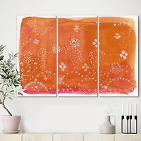 Designart Indian Orange Composition Mid-Century 3 Panel Large Wall Clock