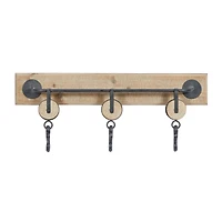 Brown Wood Industrial Wall Hook, 10" x 24" x 4"