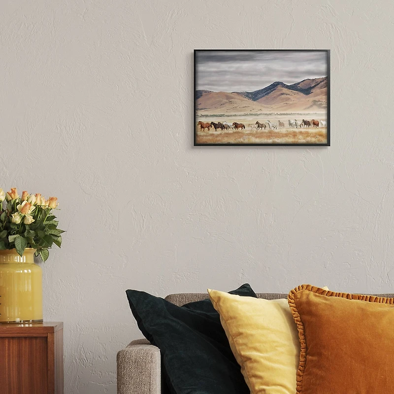 Stupell Industries Wild Horses Roaming Across Western Landscape in Frame Wall Art