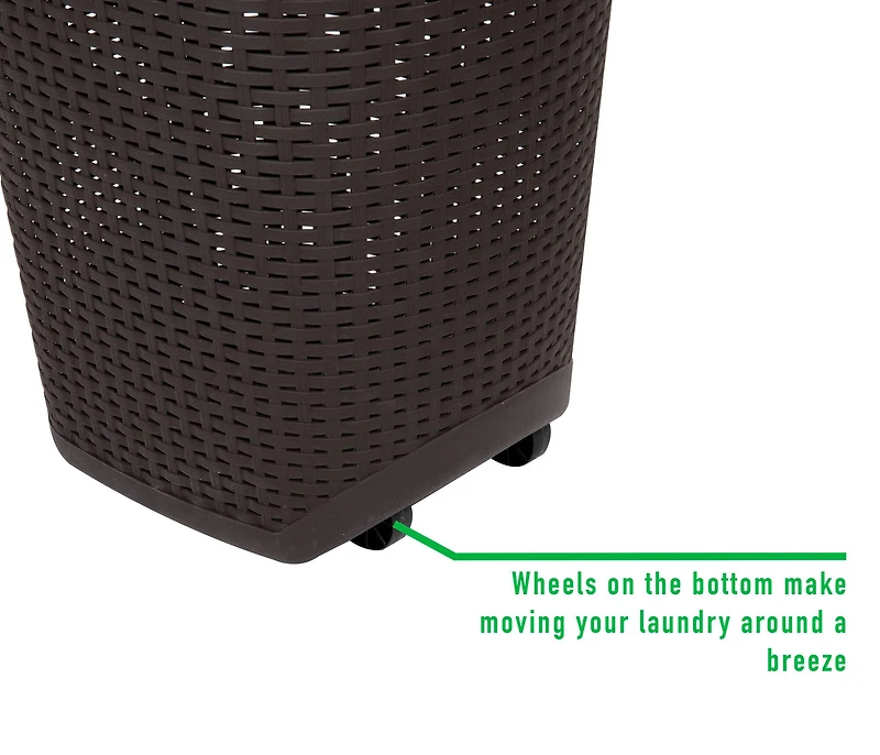 Mind Reader 60L Wheeled Hamper with Cutout Handle