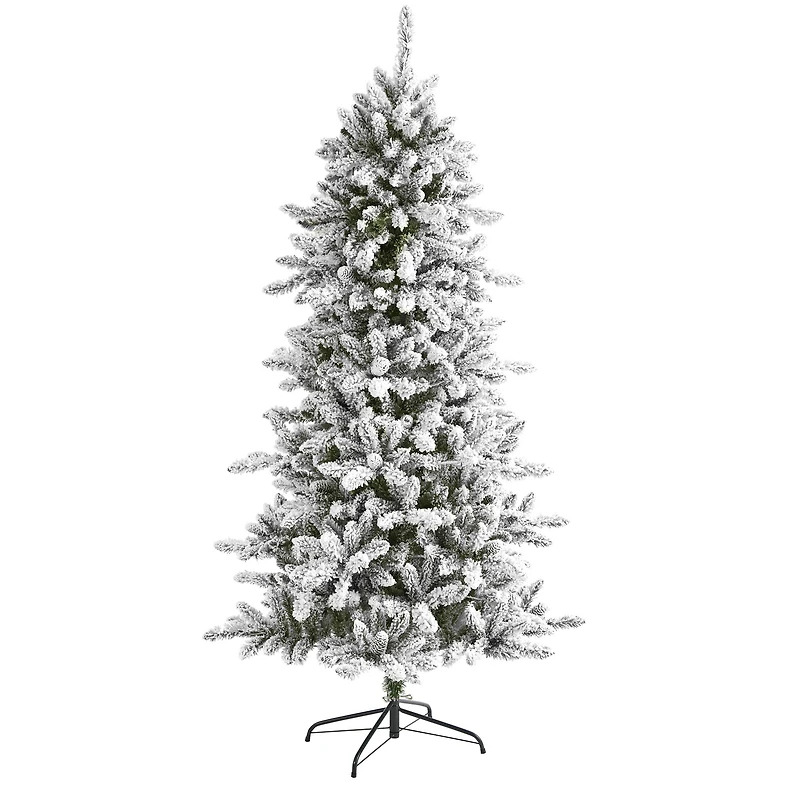 6ft. Unlit Flocked Livingston Fir with Pinecones Artificial Christmas Tree