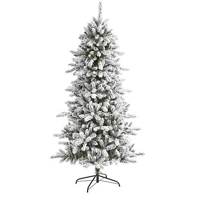 6ft. Unlit Flocked Livingston Fir with Pinecones Artificial Christmas Tree