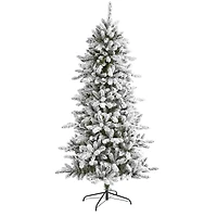 6ft. Unlit Flocked Livingston Fir with Pinecones Artificial Christmas Tree