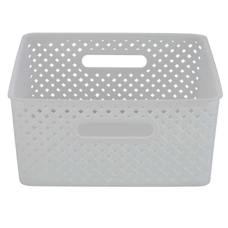 Simplify Medium Resin Wicker Storage Bin
