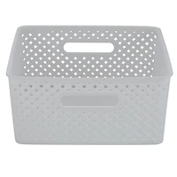 Simplify Medium Resin Wicker Storage Bin