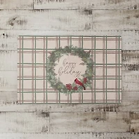 Happy Holidays Plaid Floor Mat