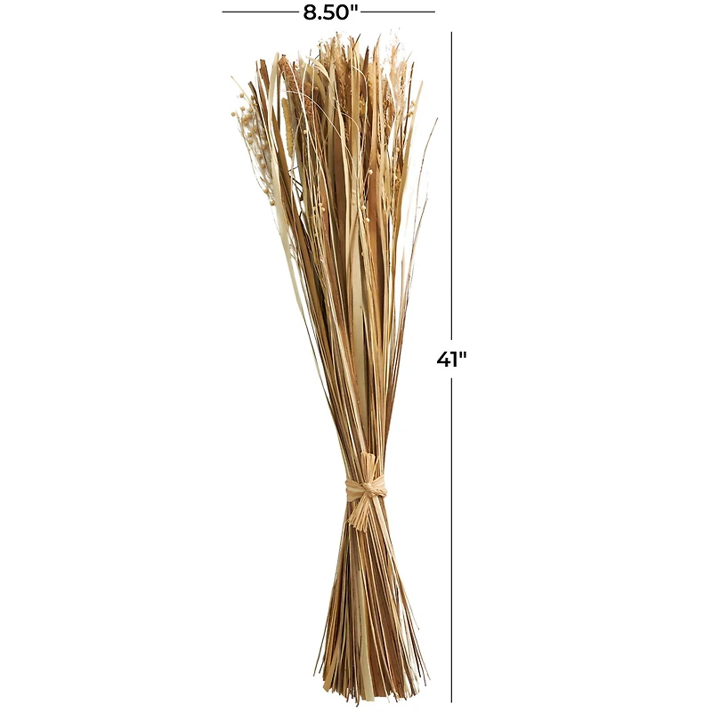 41" Brown Dried Plant Floral Bouquet Grass Natural Foliage with Reed Accents