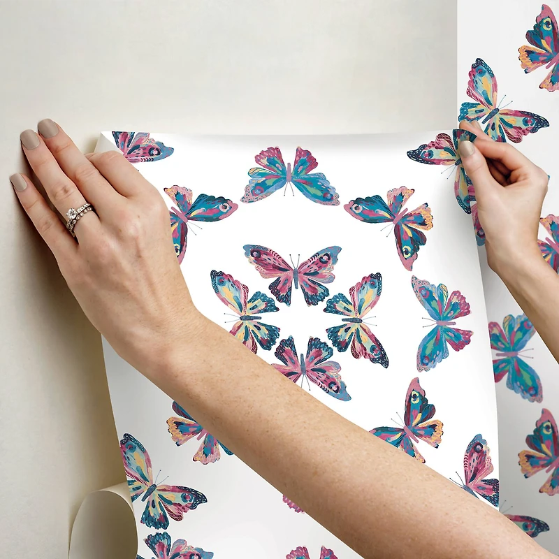RoomMates Pink & Blue Papillon Peel & Stick Wallpaper