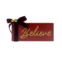 7" Red & Gold Believe Block with Bow Tabletop Décor by Ashland®