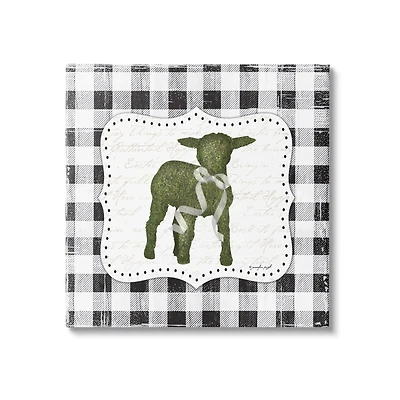 Stupell Industries Seasonal Easter Baby Calf Spring Tartan Pattern Canvas Wall Art