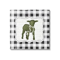 Stupell Industries Seasonal Easter Baby Calf Spring Tartan Pattern Canvas Wall Art