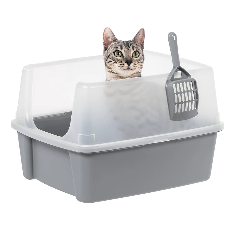 IRIS® 20qt. Gray Cat Litter Box with Open Lid