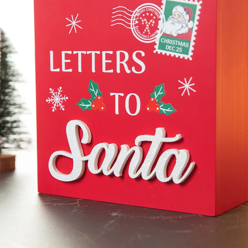 Glitzhome® 14" Christmas Wooden Mailbox Table Décor