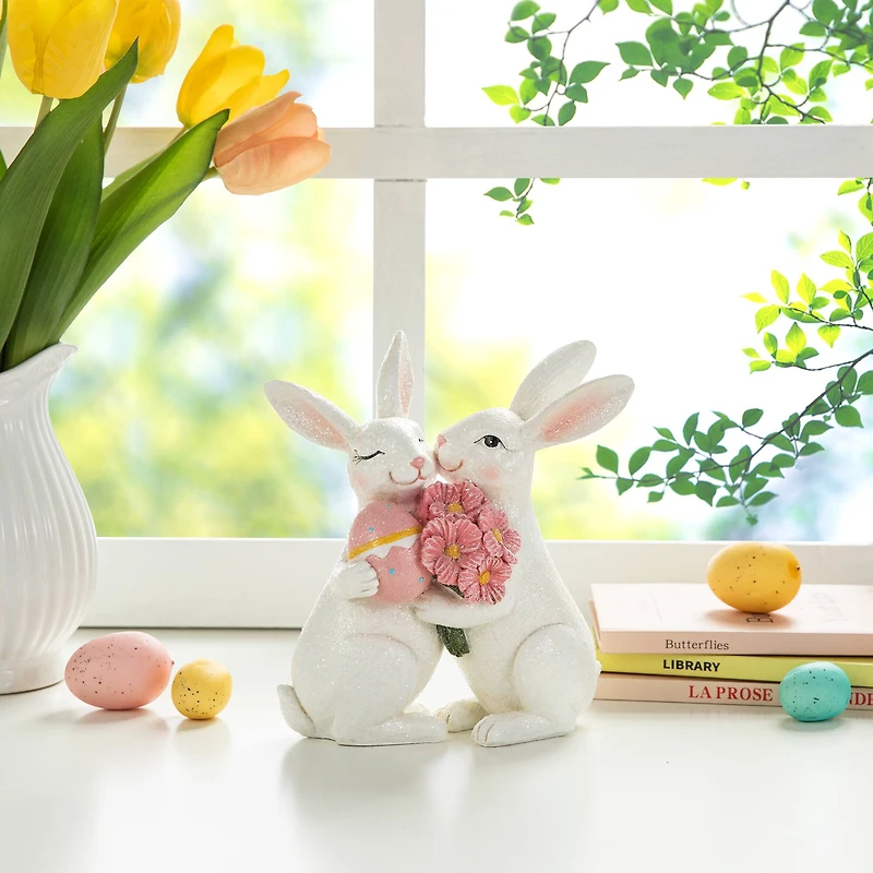 Glitzhome® 7" Easter Loving Bunny Table Décor
