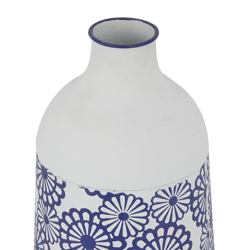 White Iron French Country Vase, 16" x 8" x 8"