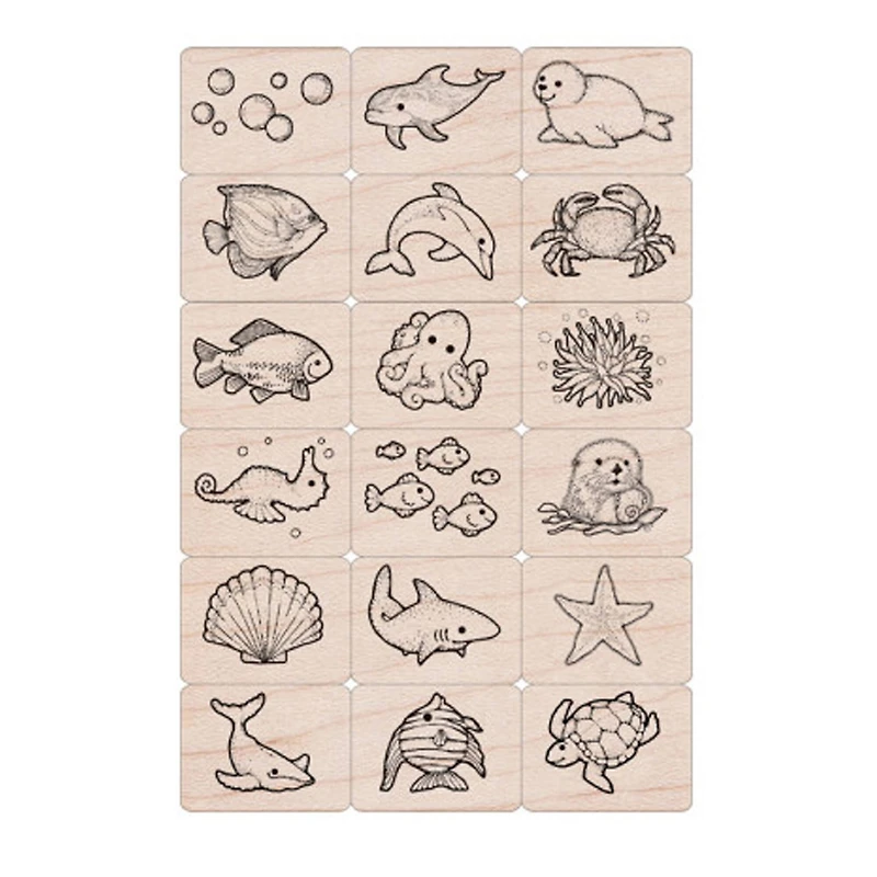 Hero Arts® Ink 'n' Stamp Woodblock Sea Life Stamps
