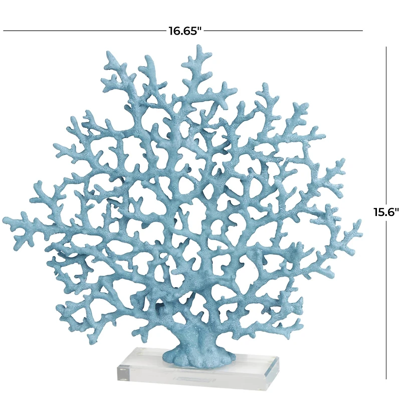 17" Blue Coral Sculpture with Clear Base