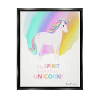 Stupell Industries Unicorn Spirit Animal Vivid Fantasy Rainbow Framed Floater Canvas Wall Art