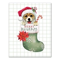Puppy Stocking Canvas Wall Art