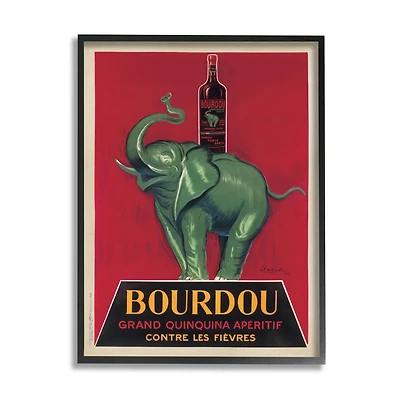 Stupell Industries Bourdou Vintage Elephant Advertisement Bar Illustration in Frame Wall Art