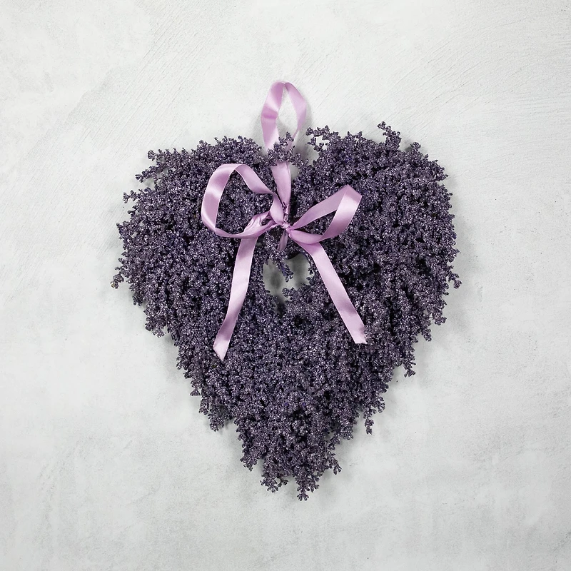 17.5" Artificial Lavender Heart Spring Wreath