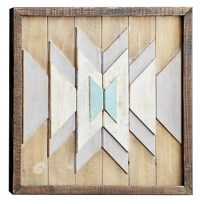 20" Multicolored Wood Farmhouse Abstract Wall Decor