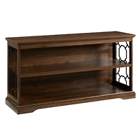 Walker Edison Dark Walnut Lateral Bookshelf with Decorative Metal Sides