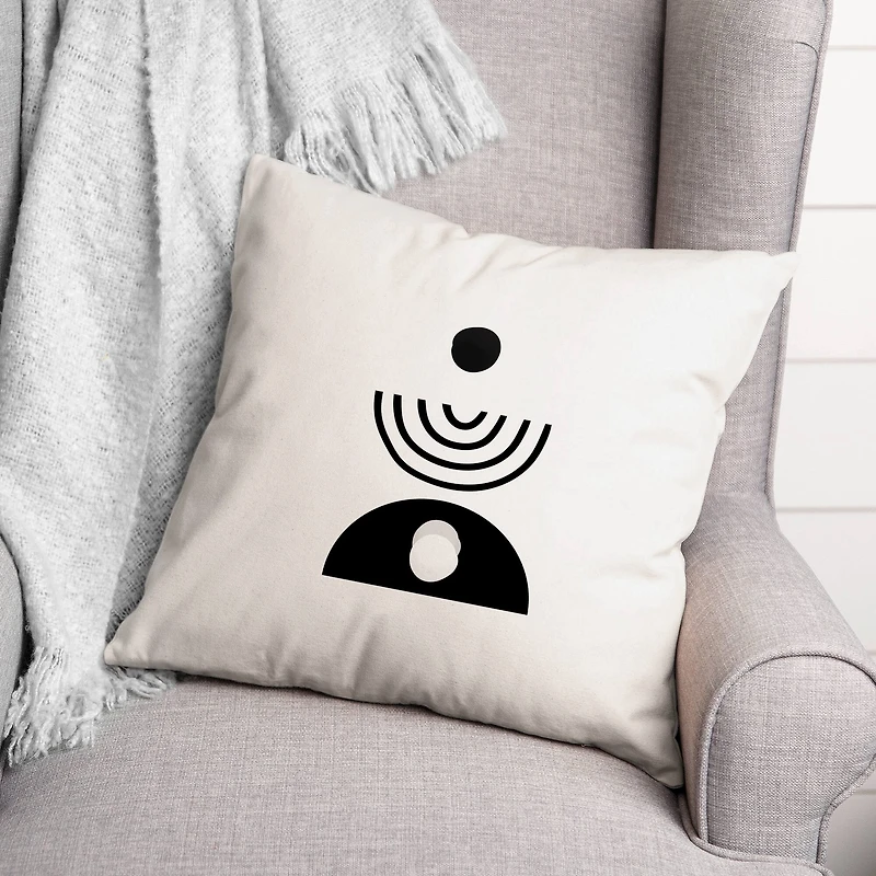 Mod Shapes Stack Black 18" x 18" Throw Pillow