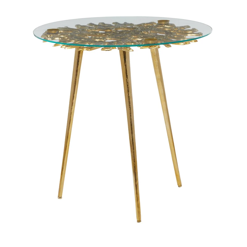 Gold Aluminum Modern Accent Table, 22" x 22" x 22"