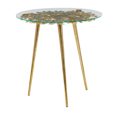 Gold Aluminum Modern Accent Table, 22" x 22" x 22"