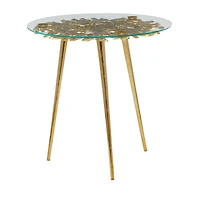 Gold Aluminum Modern Accent Table, 22" x 22" x 22"