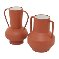 The Novogratz Orange Metal Vase with Handles Set of 2 11", 10"