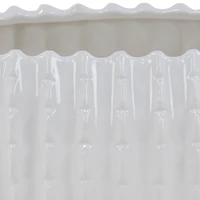 Set of 3 White Stoneware Traditional Planter, 9", 13", 17"