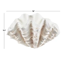19" Cream Resin Shell Textured Sculpture
