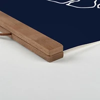 Designs Direct Navy Monstera Drawing Teak Hanging Canvas