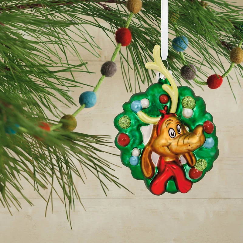 Hallmark Dr. Seuss's How the Grinch Stole Christmas™ 4.5" Max in Wreath Blown Glass Ornament