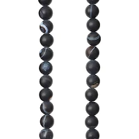 Black Matte Striped Agate Round Beads, 6mm by Bead Landing™