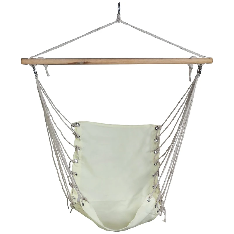 37.25" x 33" Cream Hammock Chair with Wooden Bar