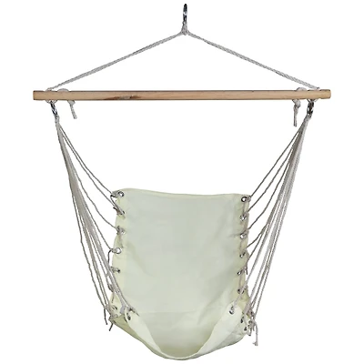 37.25" x 33" Cream Hammock Chair with Wooden Bar